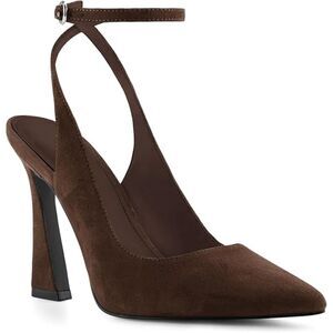 Women's Brown Closed Toe Faux Leather Slingback High-Heel Wedding Pumps Shoes